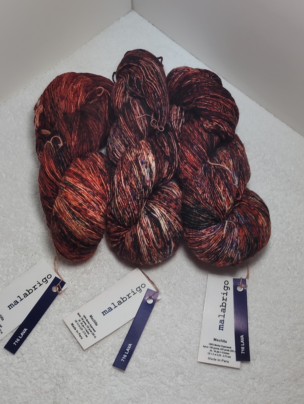 Malabrigo Mechita Hand-Dyed Yarn in Rust Multi - 3 Skeins - NWT